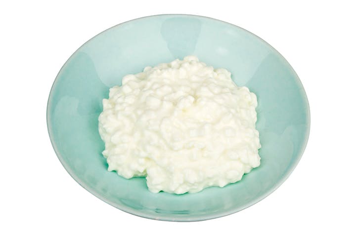 Cottage Cheese In Blue Dish